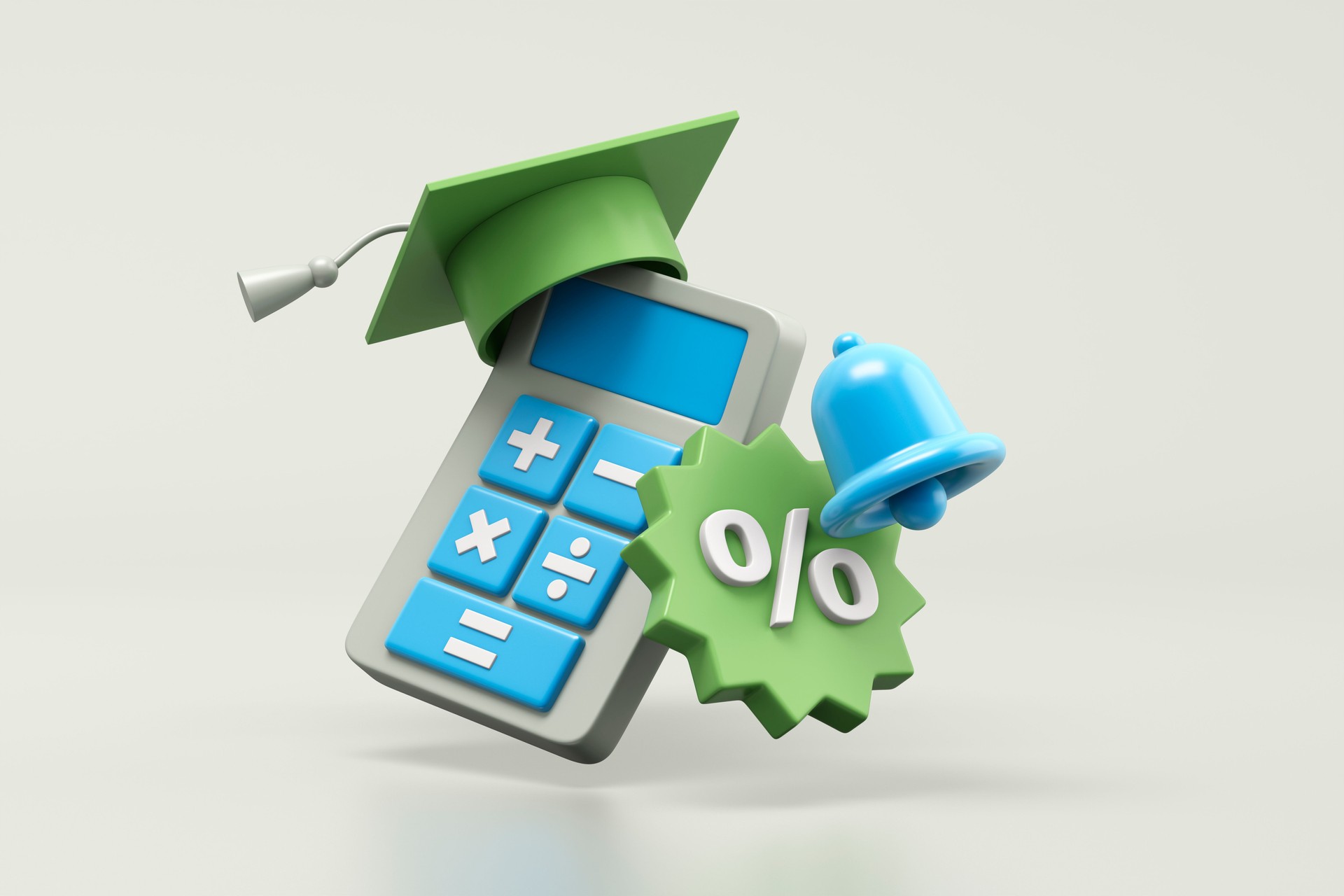 Calculator with graduation cap and percentage icon